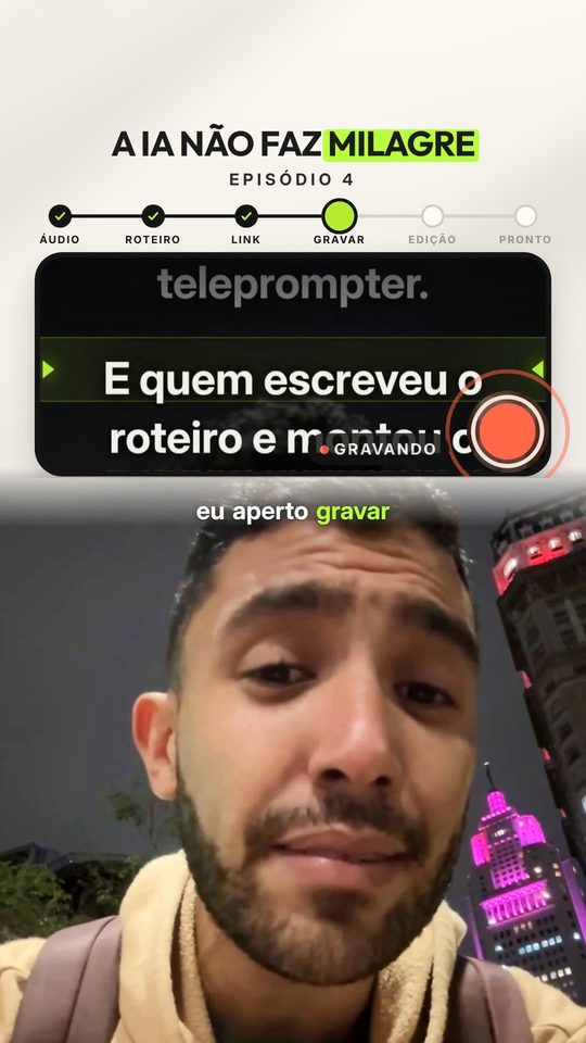 Quadro do episódio 4: teleprompter gravando